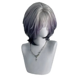 Purpdrank  Women's Gradient Pink Purple Short Bob Wig with Bangs Highlighted Top Dyeing Full Head Cover Fiber Mechanism Hair Extension