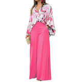 Purpdrank  Independent Station Autumn Printed Shirt Temperament Elegant Wide-leg Pants European and American Women's Fashion Casual Suit