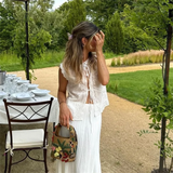 Purpdrank  Summer New Women's Fashion and Elegance Slim Fit Versatile Bow embellishment Embroidered Short Top