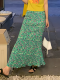 Purpdrank  Summer High Waist Floral Printed Women's Mermaid Long Skirts 2025 New Bohemian Loose Fishtail A-line Skirts Female