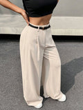 Purpdrank  Low Waist Wide Leg Suit Pants for Women American Loose Style Autumn Slimming Straight Casual Trousers Polyester Fabric