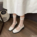 Purpdrank  Spring and Summer New Women's Fashion One Button Strap Shallow Sandals Mary Jane Square Heels High Heels Women's Elegant