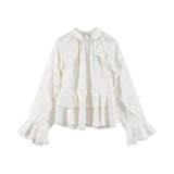 Purpdrank  Elegant Long Puff Sleeve Female O Neck Blouses Fashion Chiffon Ruffled Shirts For Women 2025 Spring New Chic Lady Tops Beachwear