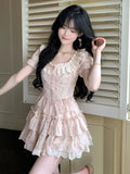 Purpdrank  French Style Sweet Elegant New 2 Piece Sets Women Cute Bow Y2k Tops + Cake Skirts Harajuku Female Korean Popular Clothing 2025