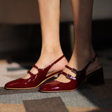 Purpdrank - Simple Style Women Pumps With Buckle Mary Janes High Heels Spring Fall Vintage Shoes Summer Sandals Heeled Party Wedding Pumps