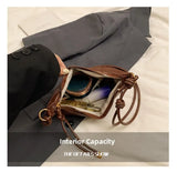 Purpdrank  Retro Brown  Crossbody Bag for Women Versatile Autumn Winter Faionable Cow Horn Bag Single oulder Soft PU Leather