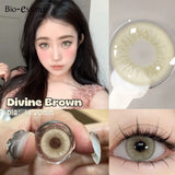Purpdrank  2Pcs Light Brown Contact Lens Yearly New Gray Lens Colored Cosmetics Gray Big Eyes Makeup Korean Soft Pupil for Eyes