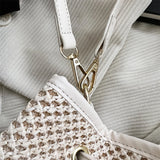 Purpdrank  Straw Woven Design Crossbody Bags For Women Summer Beach Drawstring Bucket Shoulder Bag Big Capacity Designer Handbag