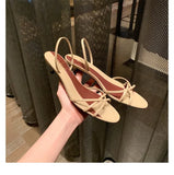 Purpdrank  Elegant Cross Tied Kitten Heel Design Brand Sandals Women Fashion Pointed Toe Patchwork Slide Sandals Sexy Open Toe Beach Sandal