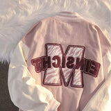 Purpdrank  Hong Kong Style Towel Embroidered Letter Jacket Versatile and Trendy Baseball Jacket for Couples on the Street