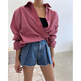 Purpdrank  Vintage Plaid Shirts Women Harajuku Pleated Patchwork Blouses Ladies Streetwear Korean Bandage Long Sleeve Casual Design Tops