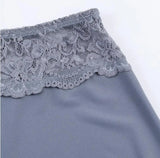 Purpdrank  3 colors Retro Spliced Lace Low Waist Knitted Midi Long Skirt Spring Summer Women A-lined Skirts Femme Grayblue Black Brown