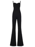 Purpdrank  Sexy Spaghetti Strap Jumpsuit Women Sexy Solid Sleeveless Padded Cup Slim Waist Stretch Micro-Flare Pants One Piece Romper