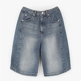 Purpdrank  Summer Vintage Washed High Waist Denim Women's Shorts 2025 New Blue Casual Loose Wide Leg Short Jeans Pants Female