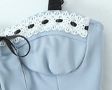 Purpdrank  Women Ribbon Bow Ruched Bra Sexy Corset Summer Contrast Color Lace Strap Camis Slim Fit Tank Top Rope Crop Top