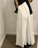 Purpdrank  Spring Summer Front Cross Women's Long Skirts Pockets 2025 New White High Waist Casual Loose Straight Skirts for Women