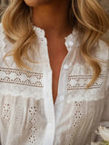 Purpdrank  Cotton White Blouses Shirts for Women Top Cosy Whole Piece Floral Embroidery Long Sleeves Blouse Spirng Summer Boho Beach Blusas