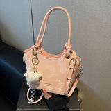  Purpdrank   New Sweet Style Zipper PU Square Women's Shoulder Crossbody Bag Solid Color Popular Commuting Fashion Small Square Bag