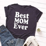 Purpdrank  Women's Loose round Ne ort Sve Cotton T-irt Thin Mom Ever Best Mom Ever Street Sle Print Creative Design Spring Su...