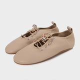 Purpdrank  Spring Lace Up Women's Shoes Soft Leather Outdoor Casual Ballet Flats Walking Large Gize Brand Comfortable Ladies Loafers