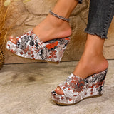 Purpdrank  Printed Wedge Women's Sandals 2023 Summer New Easiest for Match Outerwear High Heels Thick Soled Wedge Platform Sandals