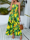 Purpdrank   Boho Floral Print Long Dress Women Summer Sexy Sleeveless Backless Bandage Dress Beach Sundress Elegant Green Maxi Dress Vestido