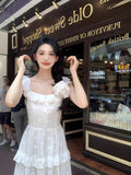 Elegant 2000s Vintage Y2k Midi Dress Women Casual Retro Beach Style Short Sleeve Dress Even Party Chic One Piece Dress Korean