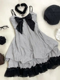 Purpdrank  French Vintage Gothic Striped Bow Dress Woman New Design Fashion Slim Casual Party Dresses Summer Retro Aesthetic Clothing