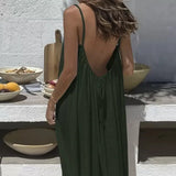 Purpdrank  New Women Strapless Backless Loose Loungewear Dress Skin Friendly Comfortable Home Spaghetti Strap Solid Color Plus Size Dress