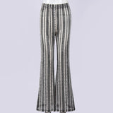 Purpdrank  Casual Wear Slim Striped Stretch Flare Pants Casual Trousers