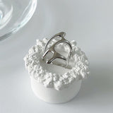 Purpdrank - Punk Geometric Irregular Liquid Lava Waterdrop Shaped Open Rings For Women Vintage Silver Color Metal Rings Personality Jewelry
