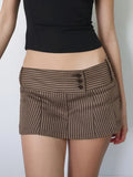 Purpdrank  Casual Basic Printed Striped A-Line Skirts Y2K Sexy Slim Low-Waisted Mini Skirts Women 2025 Summer Fashion Streetwear