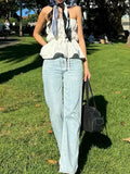 Purpdrank  Tube Tops y2k Clothes Women Solid Color Off Shoulder Strapless Sleeveless Ruched Bandeau Tie Up Vest 2000s Streetwear