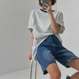 Purpdrank  Summer High Waist Vintage Women's Denim Shorts 2025 New Single Button Casual Loose Wide Leg Jeans Half Pants Female