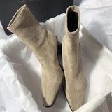 Purpdrank  Women's Short High Heel Boots Autumn Winter New Style Versatile Sharp Pointed Toe Sock Boots Thick Heel Elastic Slim Boots