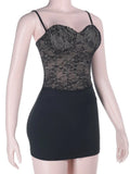 Purpdrank  New Sexy Spaghetti Strap Lace-Up Backless Bodycon Mini Dress Women's Sleeveless Lace Patchwork Slim Night Party Dress