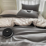 Purpdrank  Nordic Summer Washed Ice Silk Bedding Set with Sheet Duvet Cover Pillowcase Single Couple Bedsheet King Queen Double Twin Size