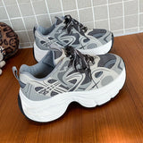 Purpdrank  Fashion Platform Women's Sneakers 2025 Spring Lace-Up Thick Bottom Vulcanize Shoes Woman Comfort Breathable Sports Shoes Ladies