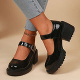 Purpdrank  Patent Leather High Heels Mary Jane Shoes for Women Fashion Buckle Strap Platform Pumps Woman Japanese Thick Heel Lolita Shoes