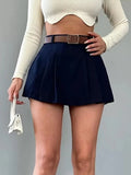 Purpdrank  High Stree Shorts Women High Waisted Solid Pleated A-Line Skirt Fashion Casual Streetwear Shorts Skirts Summer 2026 New