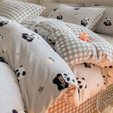 Purpdrank  Winter Double-sided Thickened Milk Flour Bed Set of Four Pieces with Warm Flange Coral Flour Quilt Cover and Flour Bed Sheet