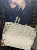 Purpdrank  Large Capacity Lace Edge Shoulder Versatile Portable Casual Women's Bag Spring Floral Tote Bags for Women