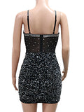 Purpdrank  Sexy black backless sequin summer dress women nightclub rhinestone birthday party dress womens evening short dresses vestidos