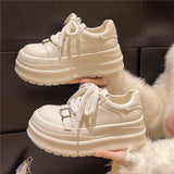 Purpdrank  Cute Ugly round Head Thick Bottom Trendy Platform Canvas Shoes Women's Spring New Big Head Casual Board Shoes Trendy