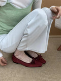 Purpdrank  Luxury Satin Bowknot Ballet Flats Women Summer Comfort Square Toe Shallow Dress Pumps Fashion Brand Designer High Heels Sandals