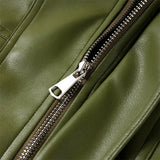 Purpdrank  Fashion Green Leather PU Jacket Women Loose Laple Zipper Long Sleeve Single Breasted Pocket Coat 2025 Autumn New Lady Streetwear