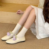 Purpdrank  Round Toe Floral Design Soft Flats Mary Jane Shoes for Women Comfort Low Heel Designer Ballet Flats Ladies Elegant Dress Pumps