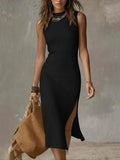 Purpdrank  Spring and Summer Solid Color Long Dress