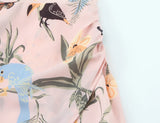 Purpdrank  Retro French Style Pink Floral Print Cut out Bow Front V neck Sling Dress Cross Slit Hem Midi Long Tank Dresses Femme Vestidos