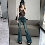 Purpdrank  Bell Bottom Trousers High Waist Shot Womens Flared Jeans South Korea Streetwear On Sale 2025 Quality R Xxl Denim Pants for Women